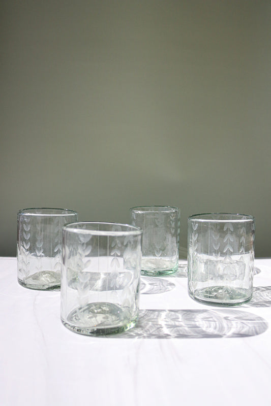 Clear Herringbone Short Glass