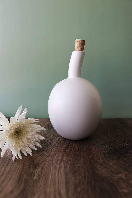 Zitouna White Stoneware Olive Oil Bottle