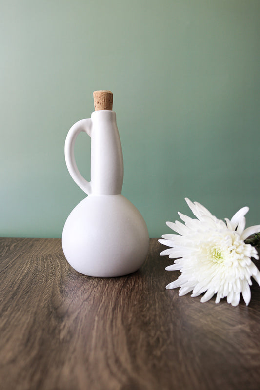 Dadasi White Stoneware Olive Oil Bottle