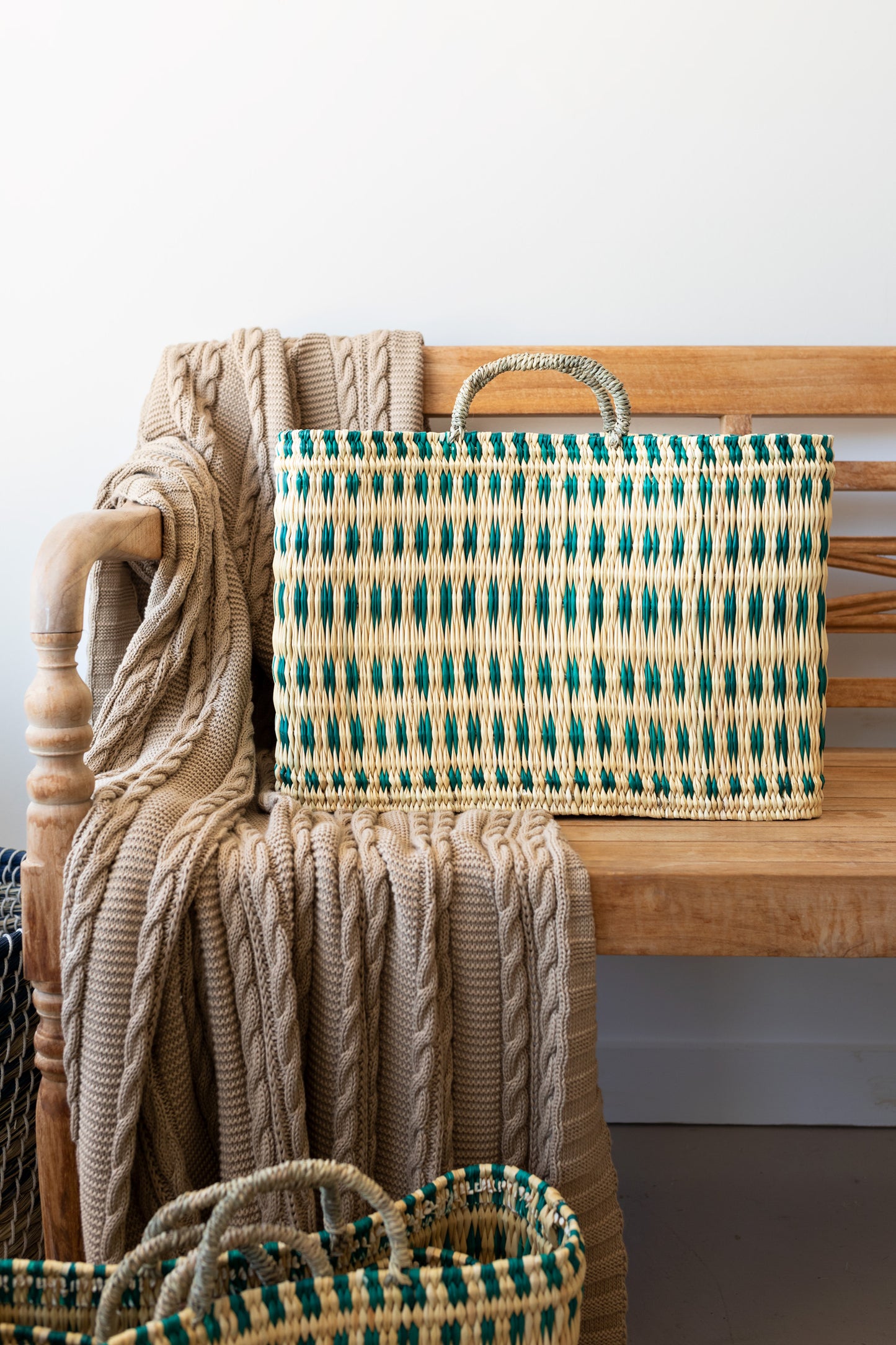 Green Woven Reed Basket