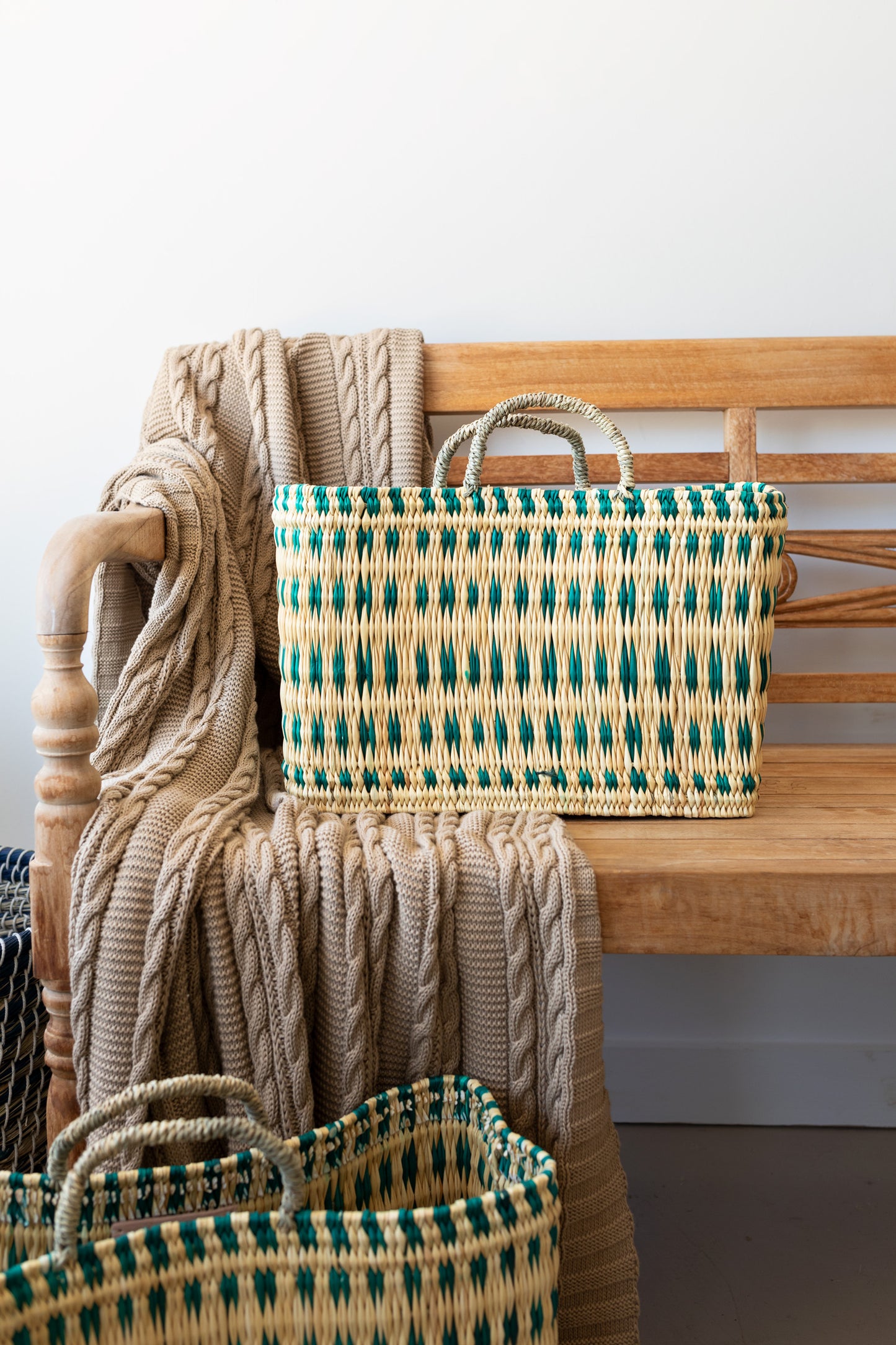 Green Woven Reed Basket
