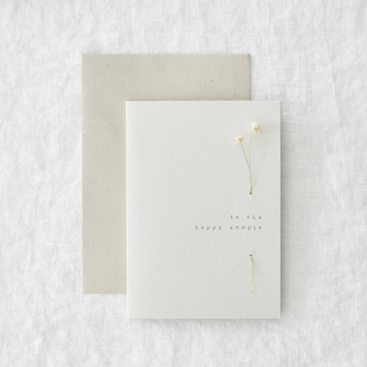Happy Couple Wedding Card with Dried Flower