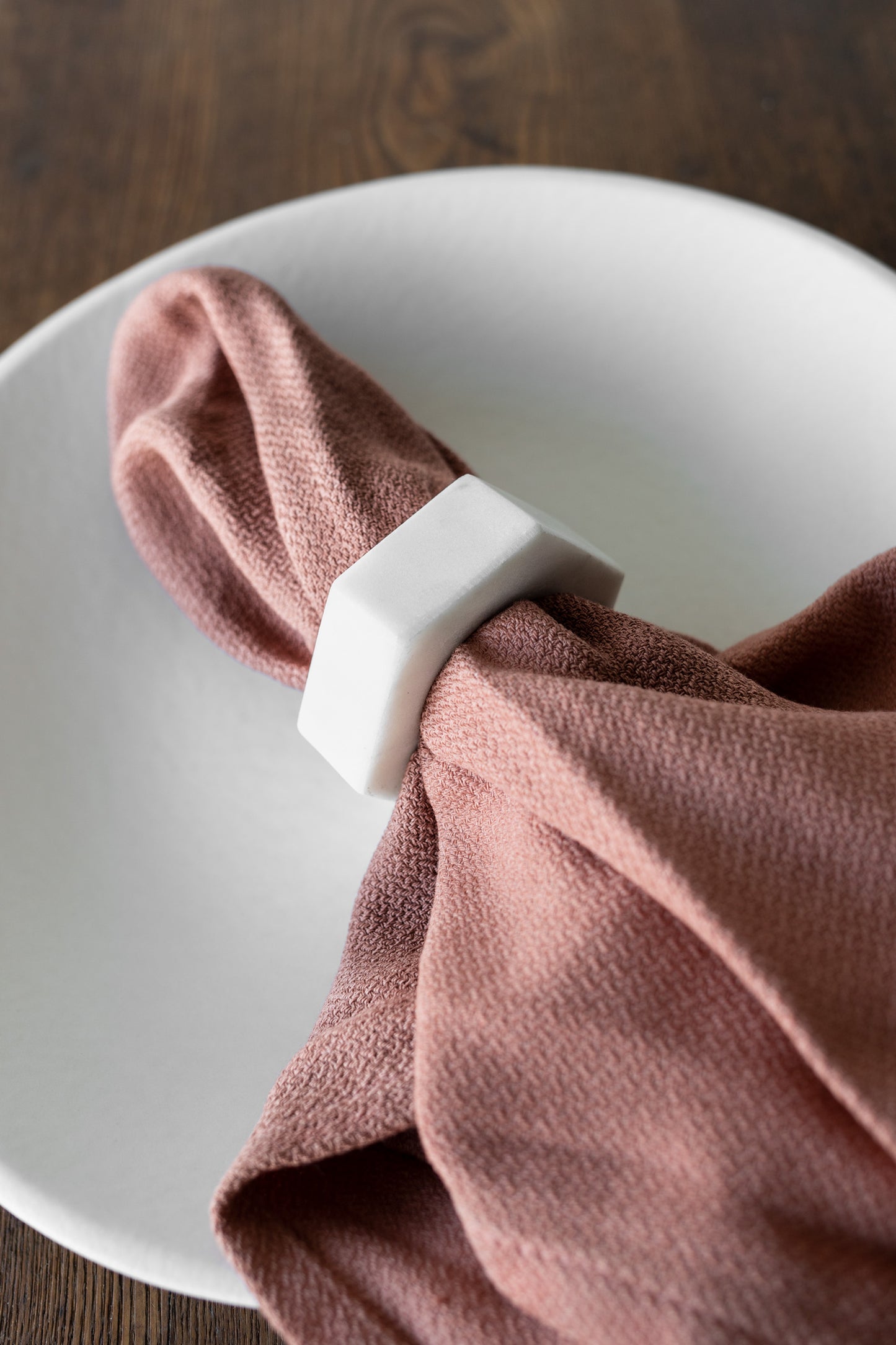 Marble Hexagon Napkin Ring Set of 4