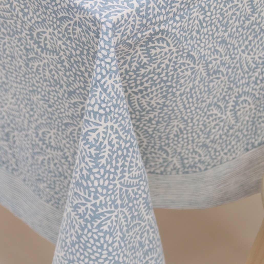 Handblockprinted ROUND tablecloth 70 in Floral mineral