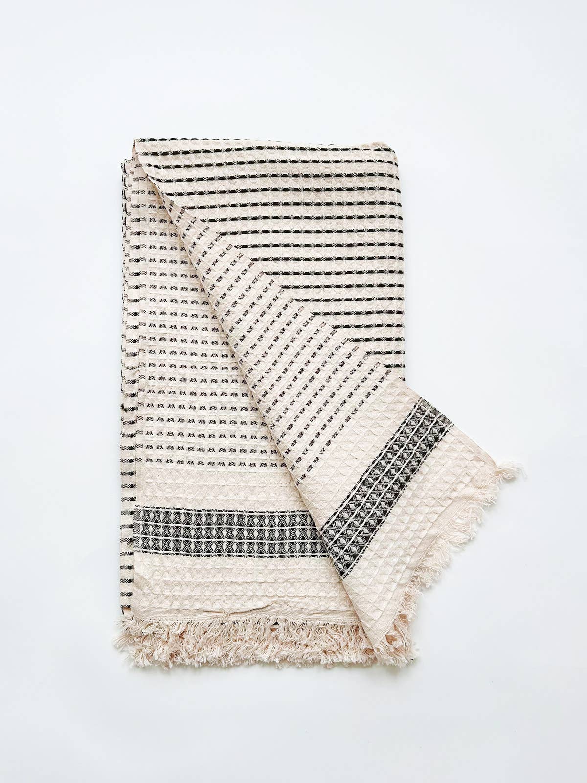 Milos Check Hammam Towel, Charcoal