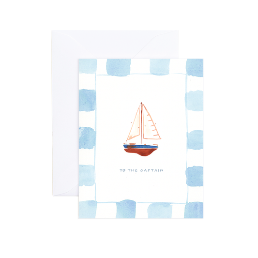 Braeden Watercolor Sailboat Captain Greeting Card