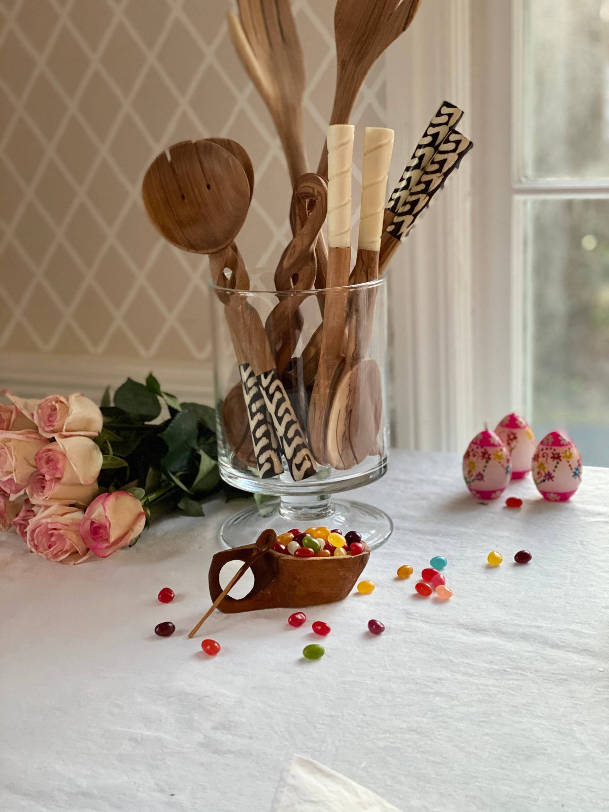 Twisted Olive Wood Salad Servers
