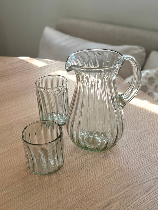 Handblown Fluted Pitcher