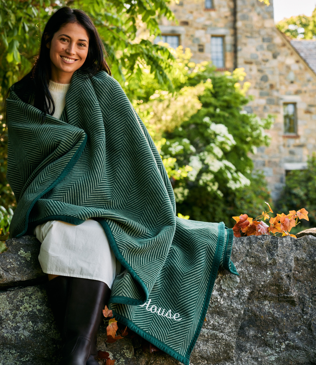 Forest Green Harborview Herringbone Original Blanket