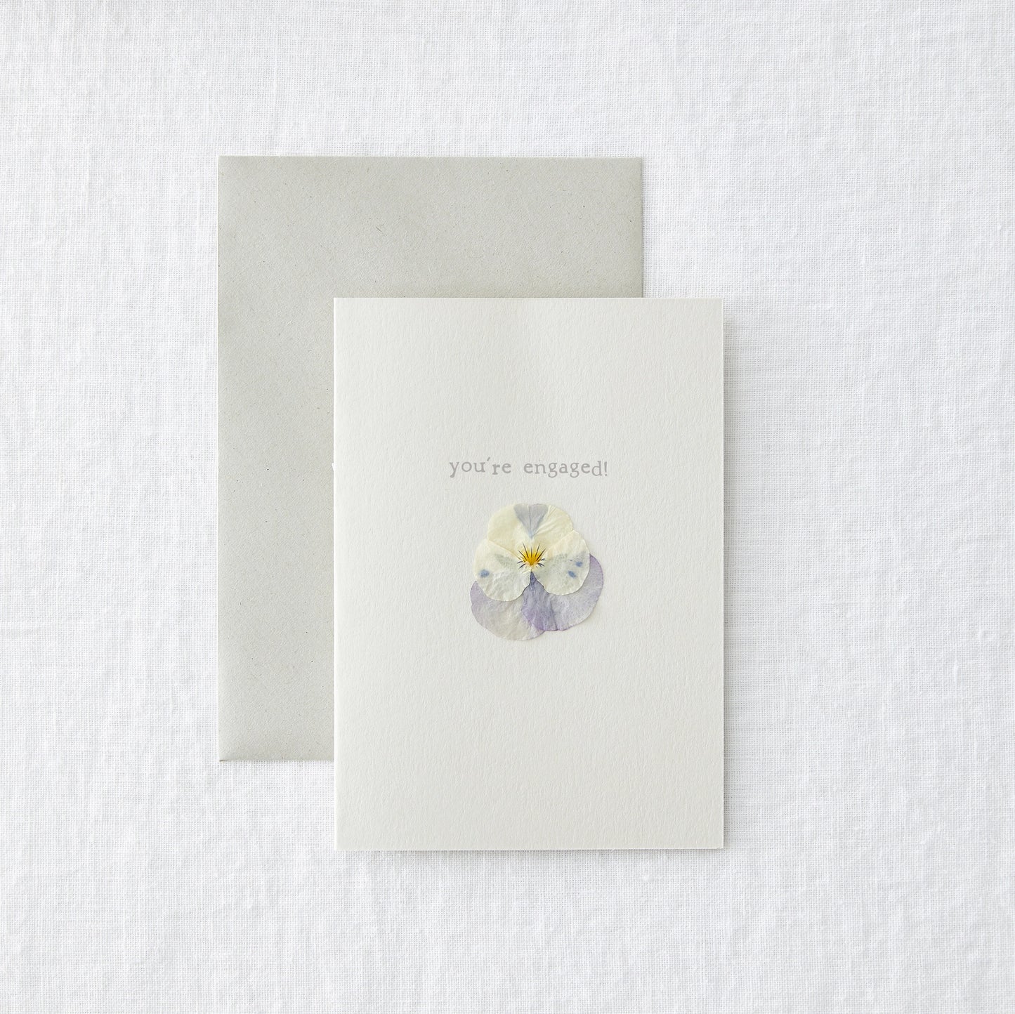 Engagement Greeting Card with Pressed Flower