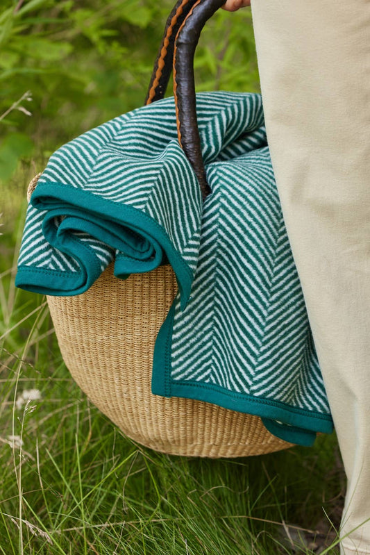 Harborview Herringbone Evergreen Blanket