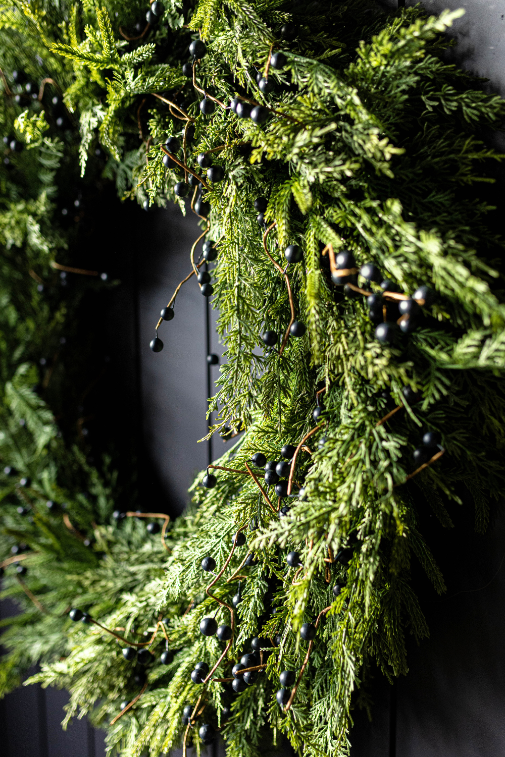 Navy Plum Berry Norfolk Cypress Real Touch Wreath