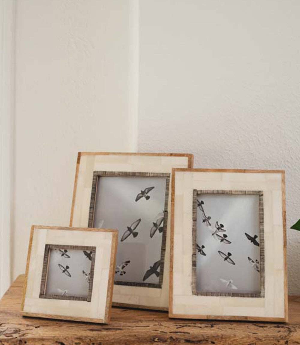 Janaka 3x3 Picture Frame - Carved Bone and Horn