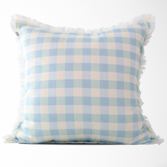 Idamae Sky Vintage Gingham Pillow