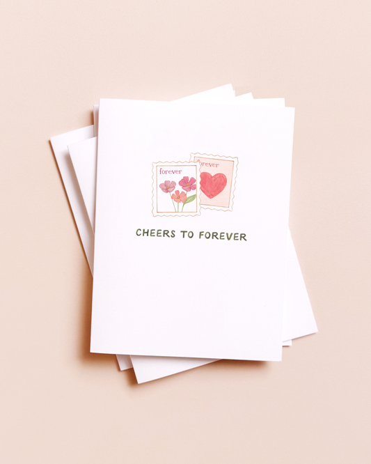 Cheers To Forever — Snail Mail Stamp Pun Wedding Card