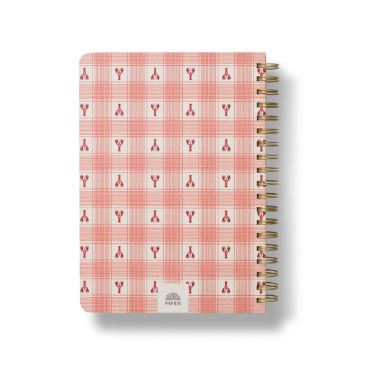 Lobster Gingham Hardcover Spiral Recipe Journal
