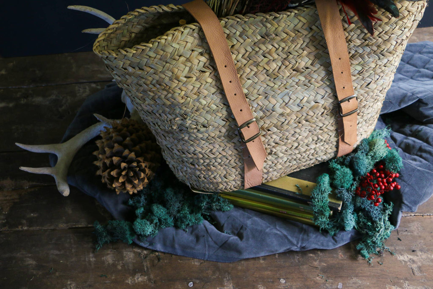 Palm Leaf Backpack Basket