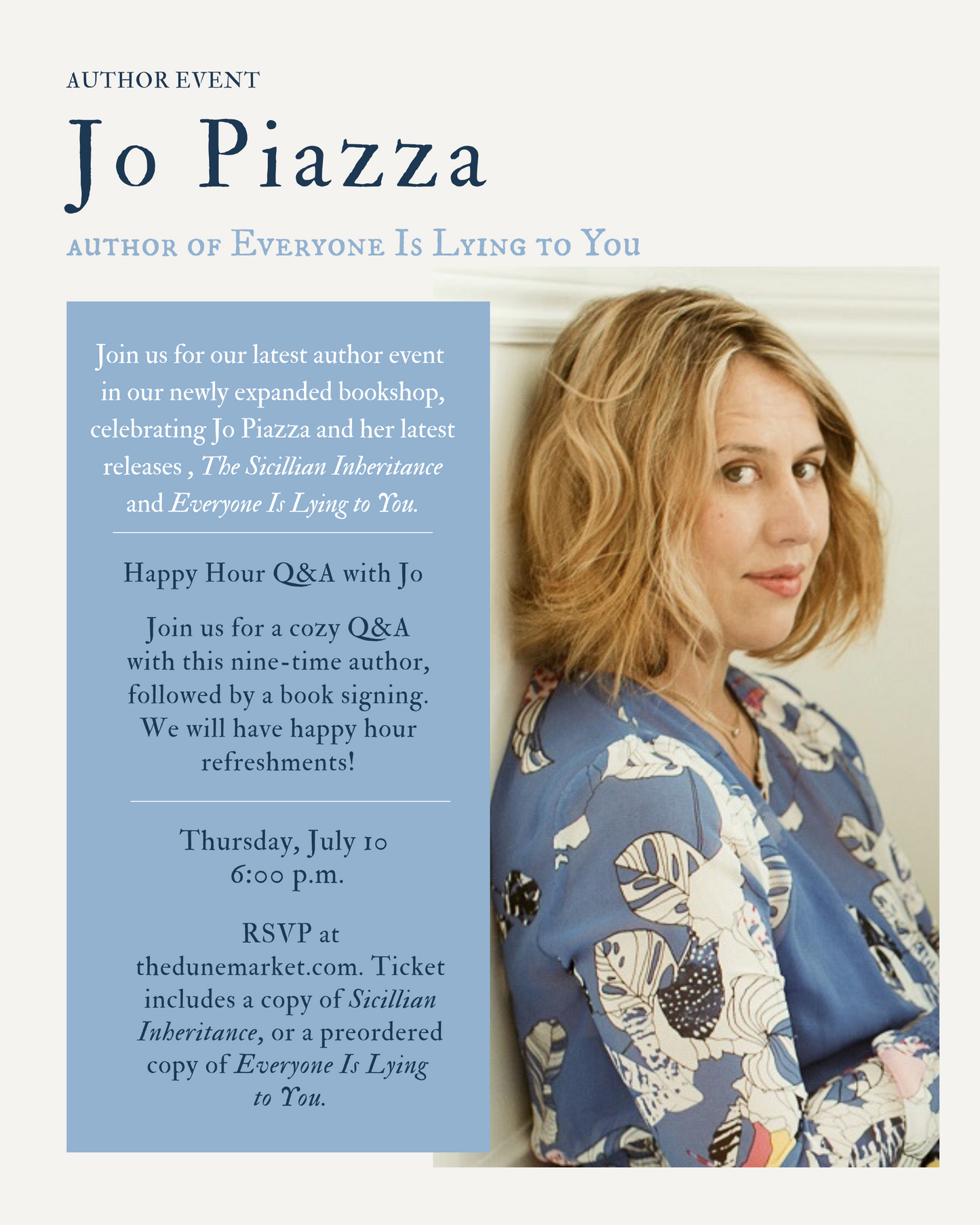 Happy Hour Q&A with Jo Piazza