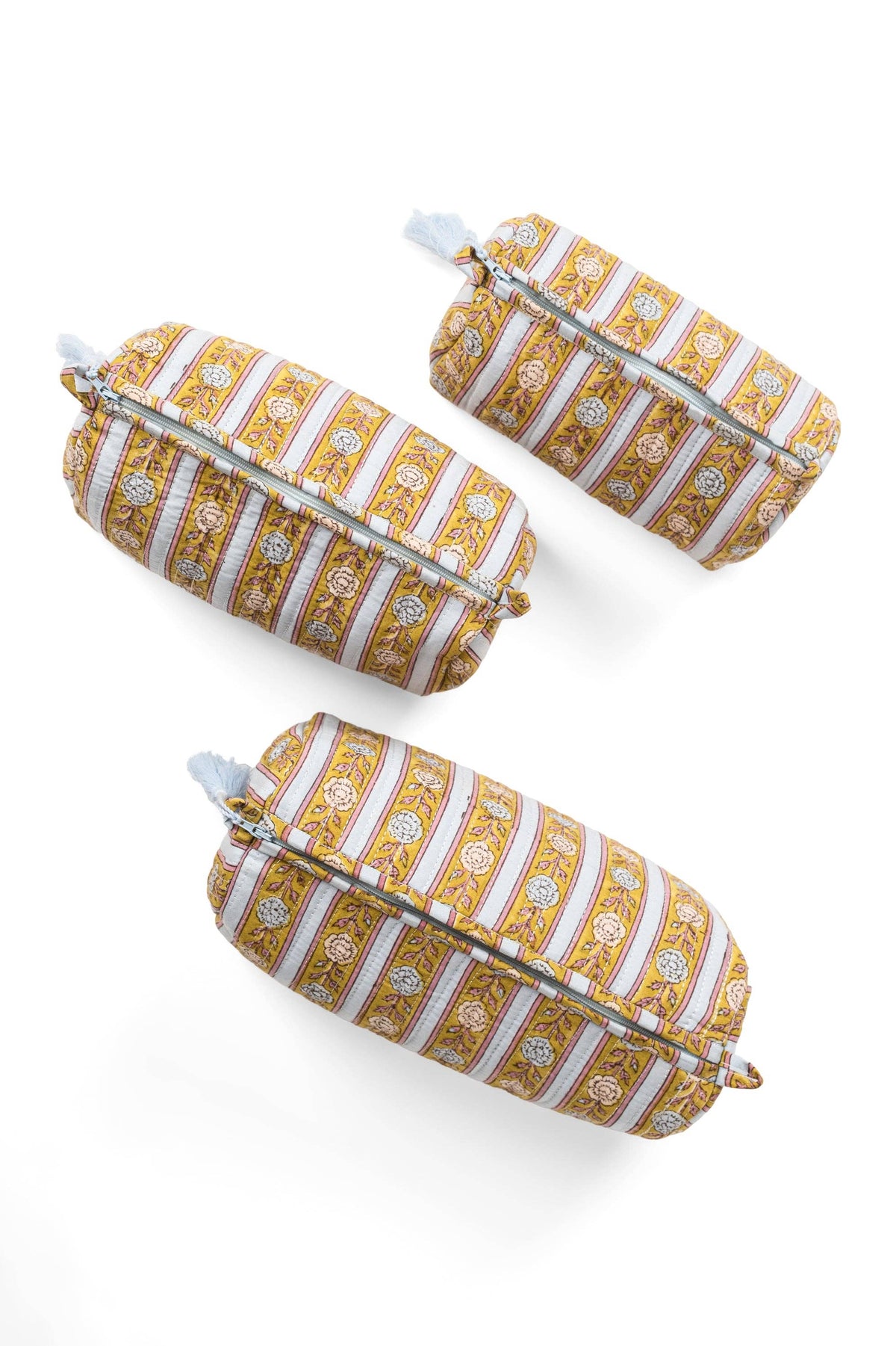 Green Vintage Floral Stripes Makeup Bag