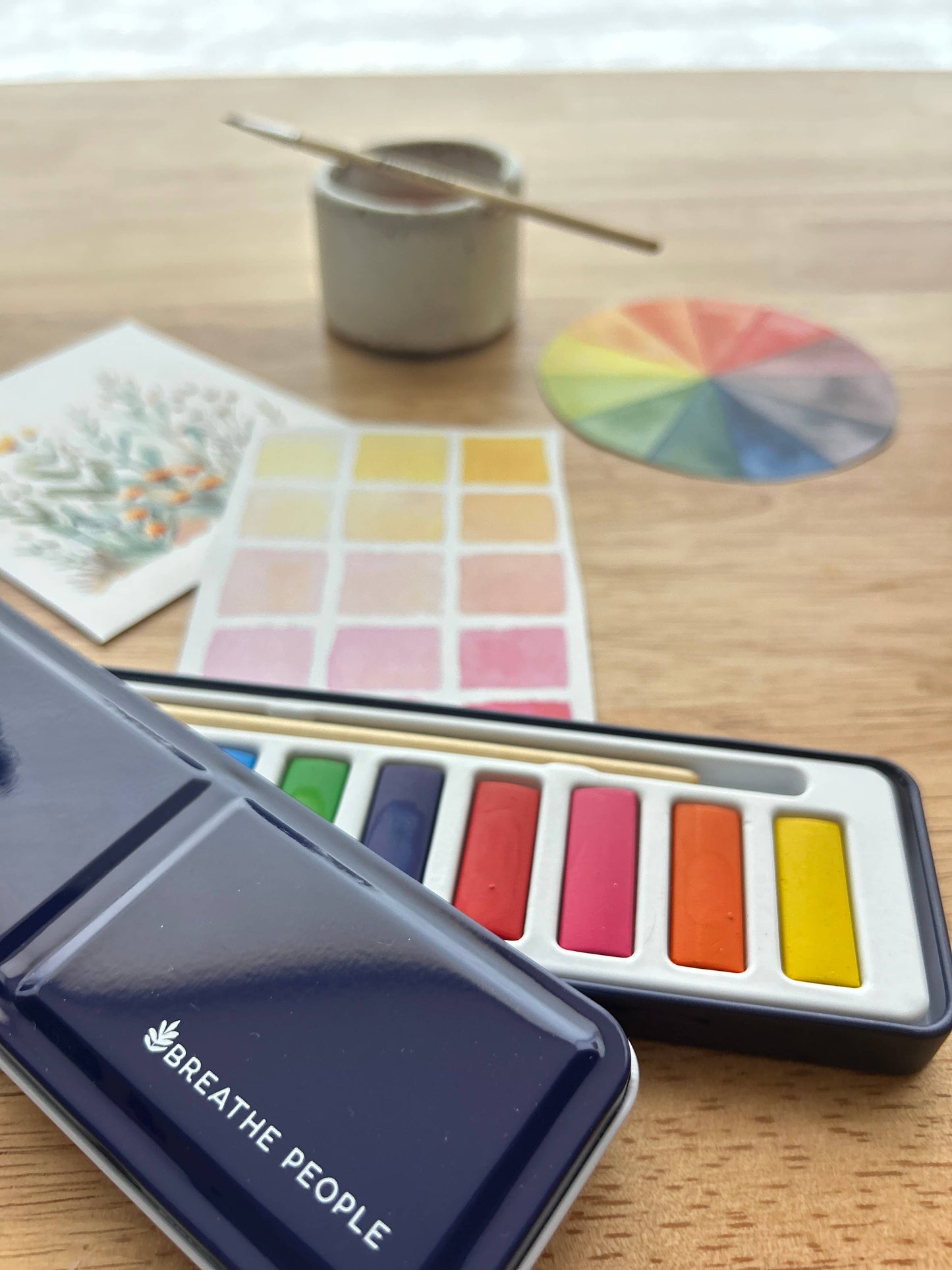 Watercolor Paint Set + Wood Paintbrush