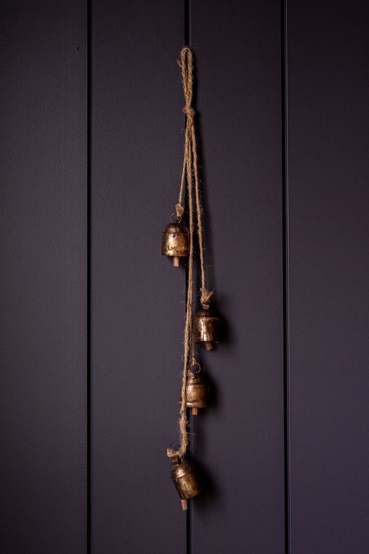 Hanging Vintage Inspired Iron Bell Cluster Christmas Decor: Medium