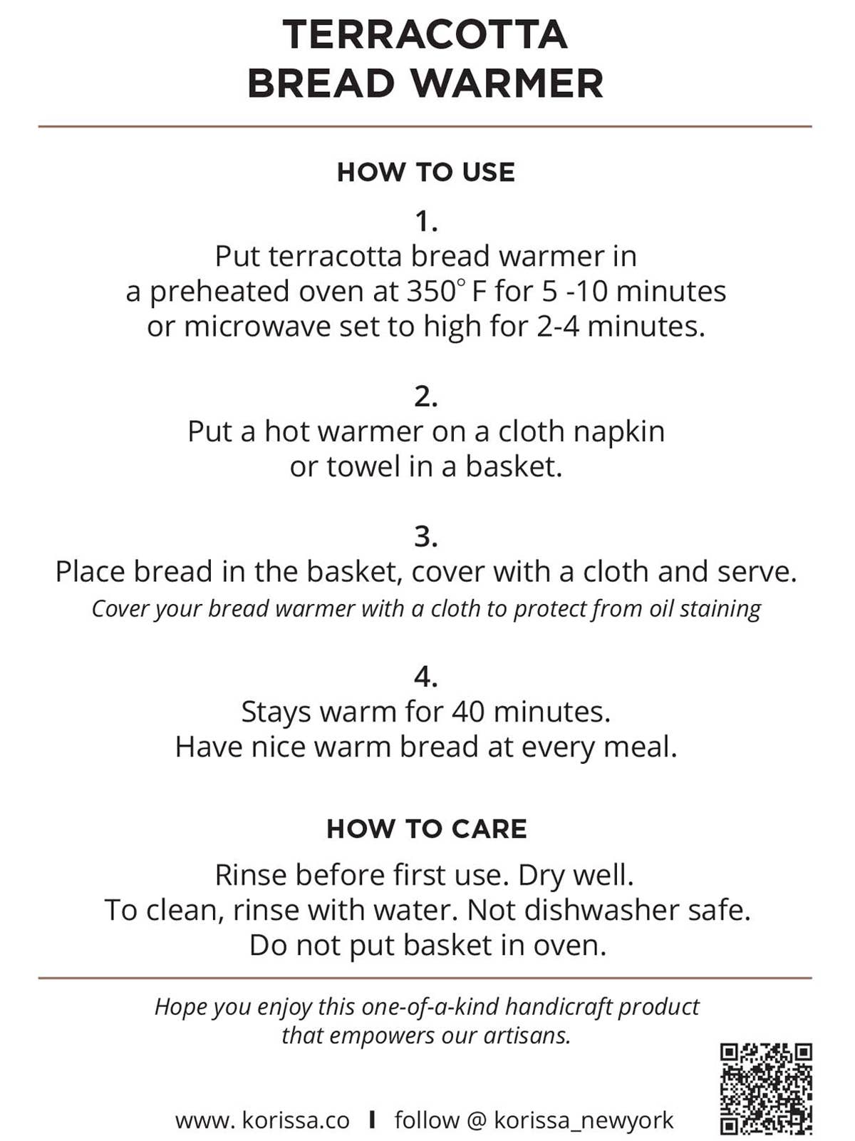 Handmade Bread Warmer & Wicker Basket - Bird Oval