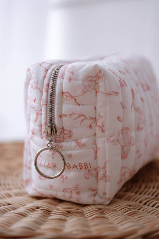 Diaper Pouch - Toile De Jouy / Pink: 10.6” x 5.9” x 4.3” (inches)