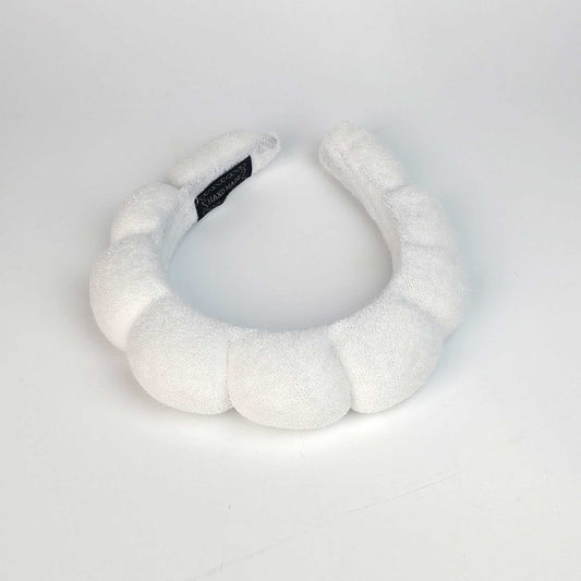 White Serene Oasis Terry Cloth Bubble Spa Headband
