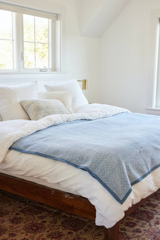 Harborview Herringbone Cornflower Family-Size Blanket