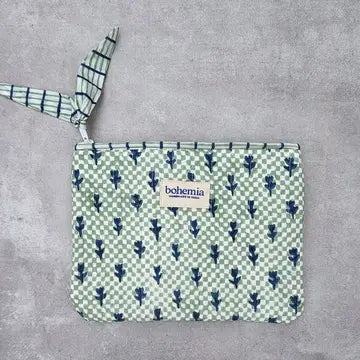 Tulip Check Zip Pouch, Large