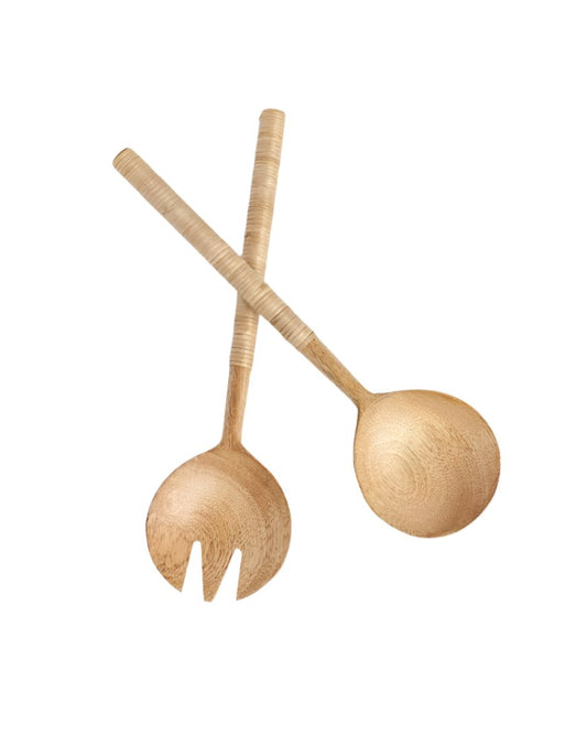 Thin Woven Mango Wood Salad Servers
