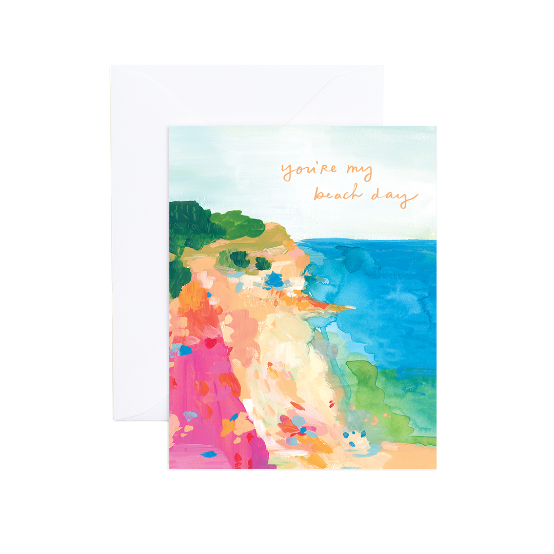 Leah Colorful Coastal Beach Painting Love Card