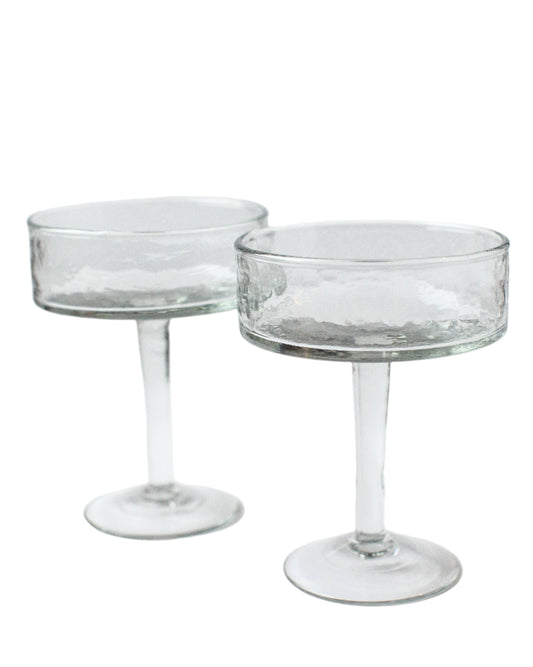 Handblown Hammered Coupe Cocktail Glass Clear