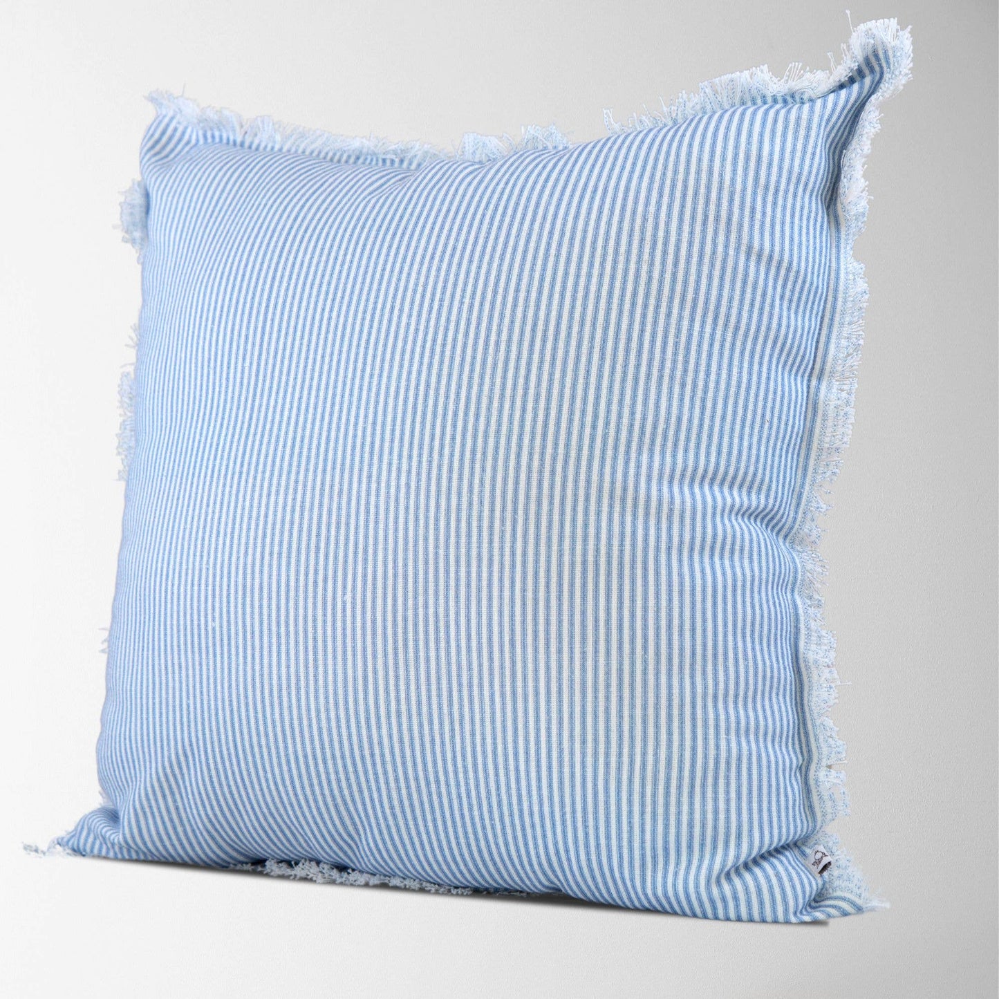 Sky Blue Magnolia Ticking Stripe Pillow