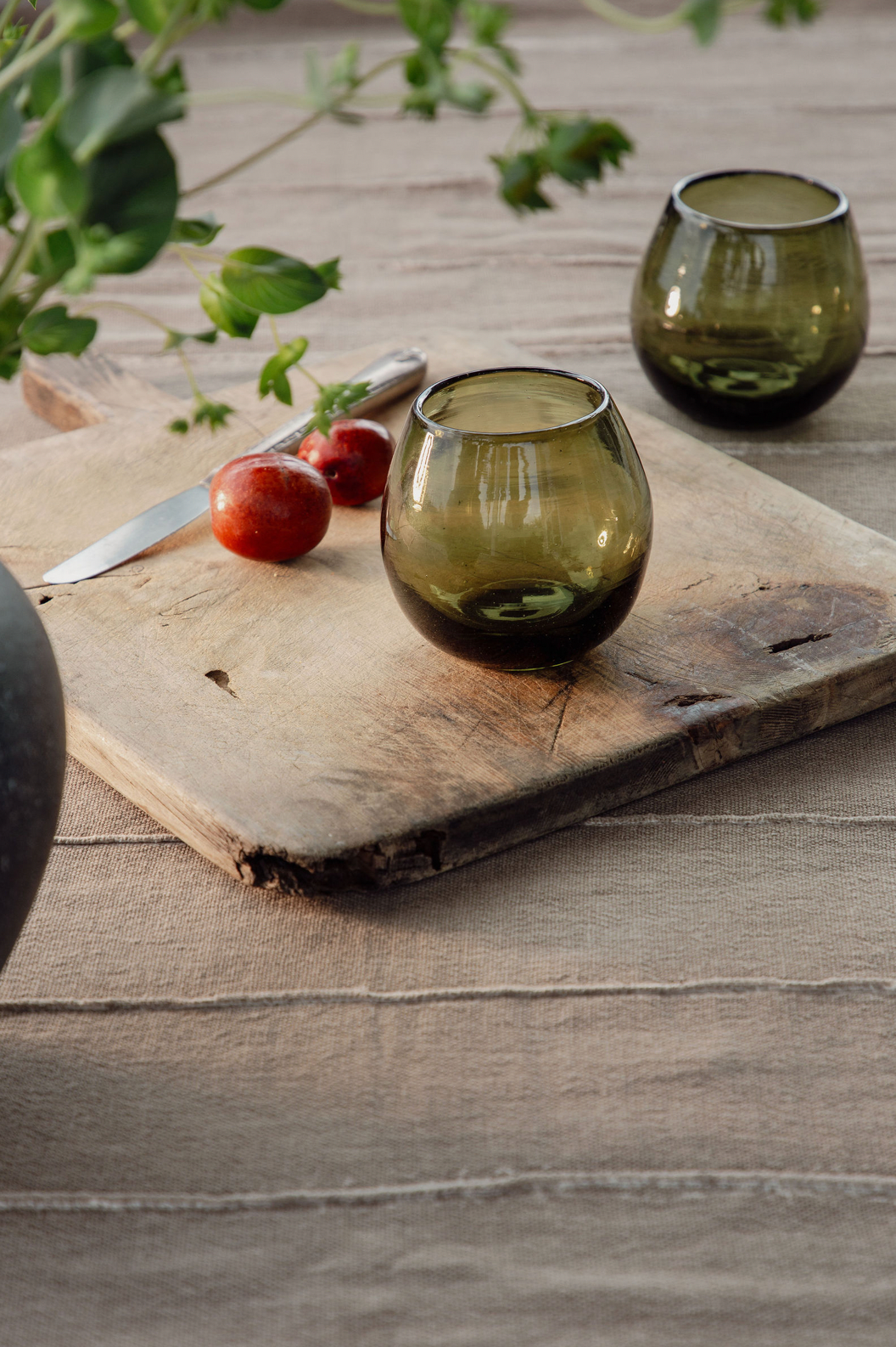 Ronde Blown Glass, Olive Green