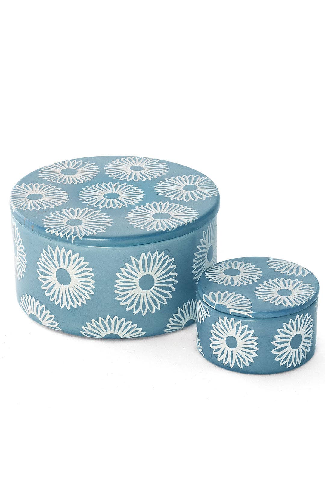 Blue Blossom Soapstone Box