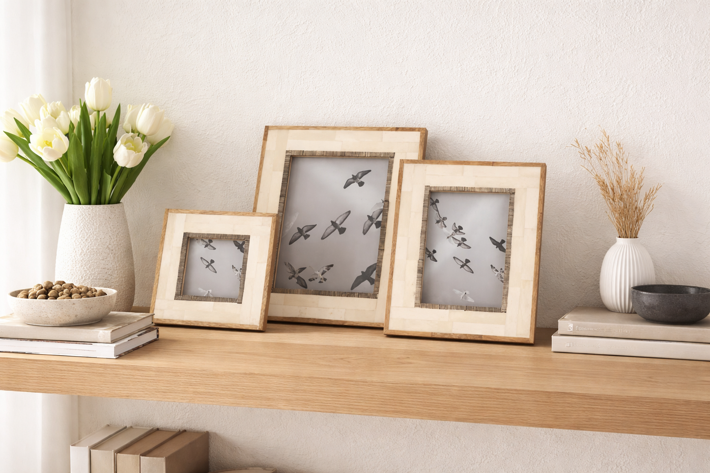 Janaka 3x3 Picture Frame - Carved Bone and Horn