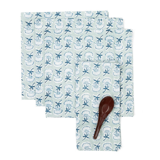 (Set of 4) Mountain Thistle Napkins in Blue Steel