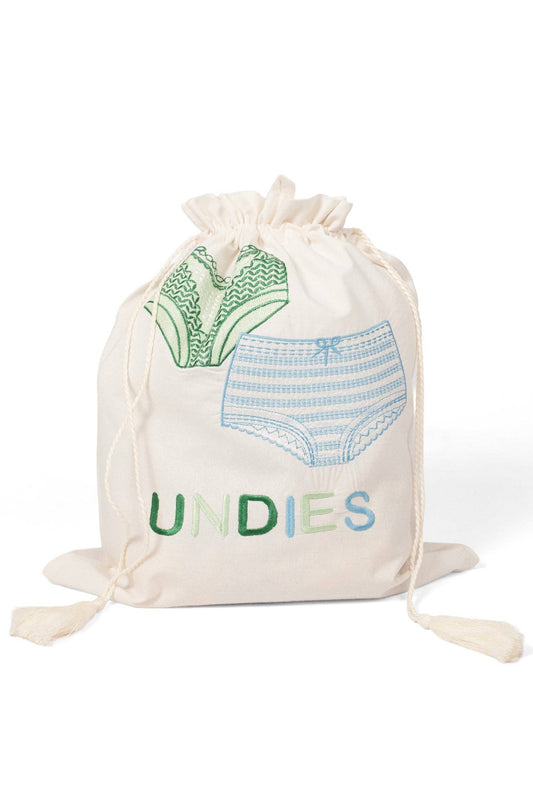 Lingerie Green and Blue Embroidered Travel Packing Bag