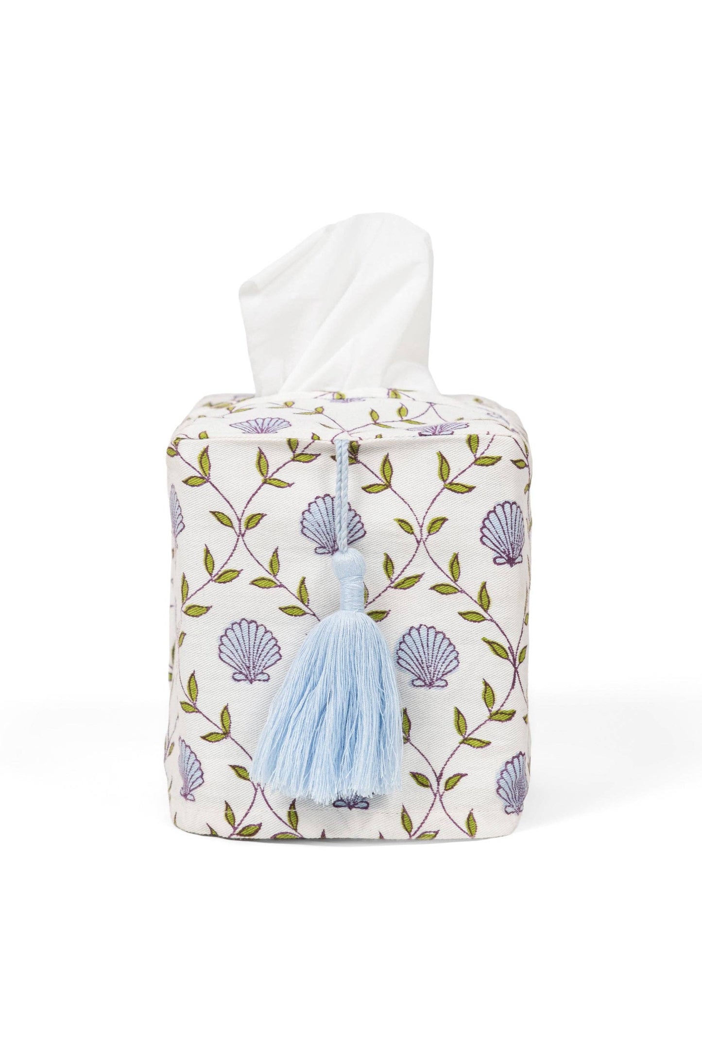 Seashell Blockprint Tissue Box Cover: Seashell Pink