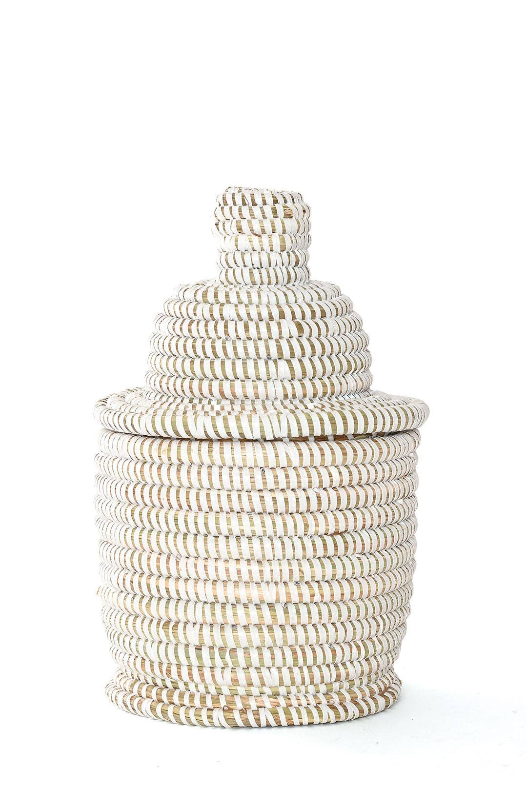 Small White Lidded Tower Basket
