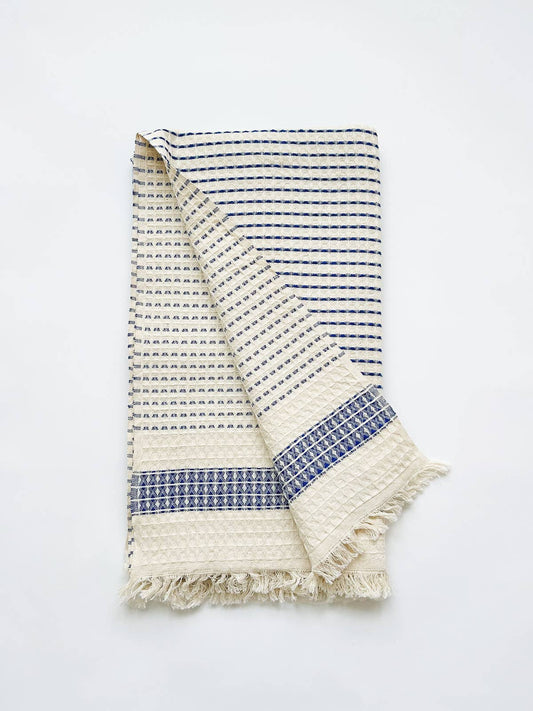 Milos Check Hammam Towel, Blue