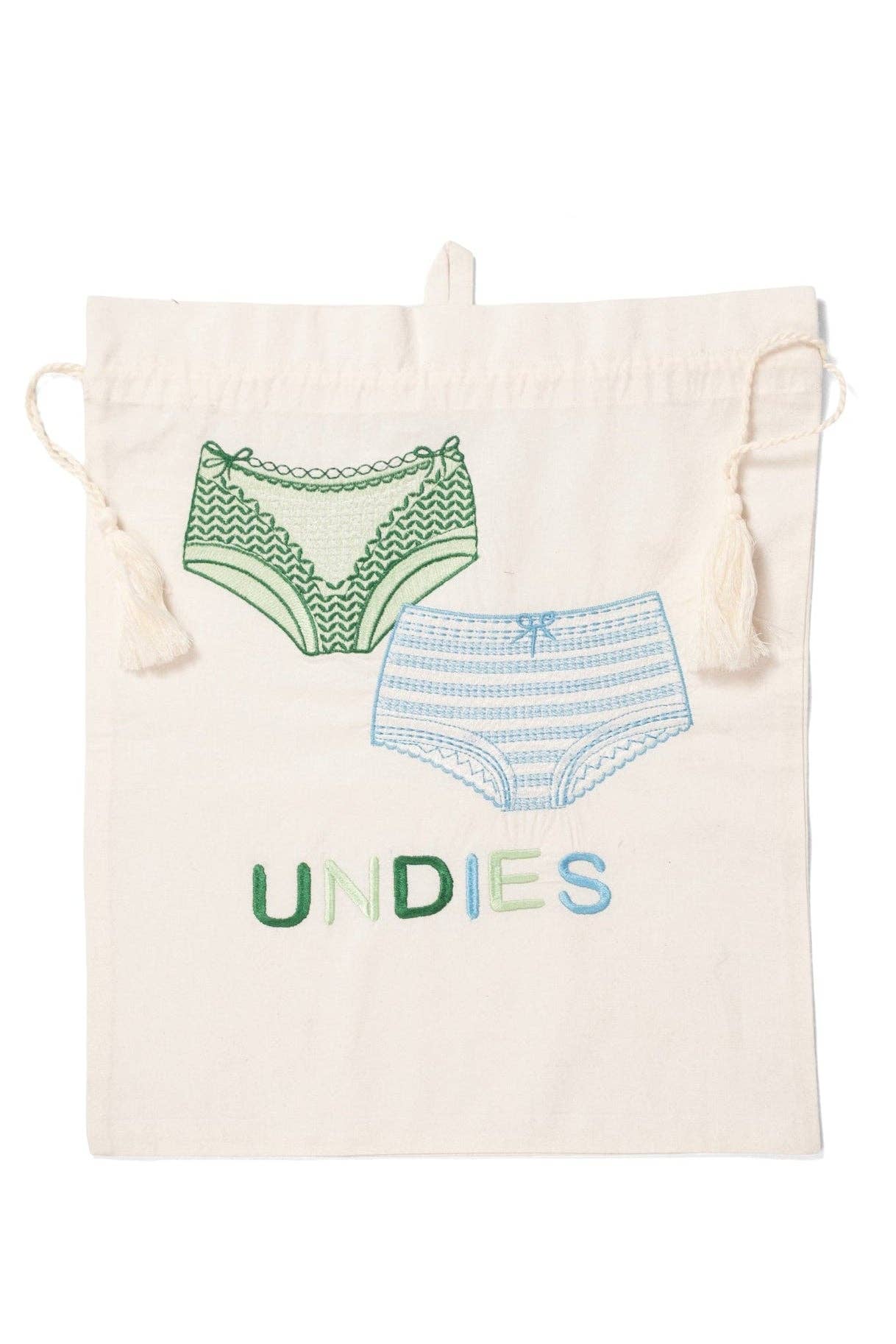 Lingerie Green and Blue Embroidered Travel Packing Bag