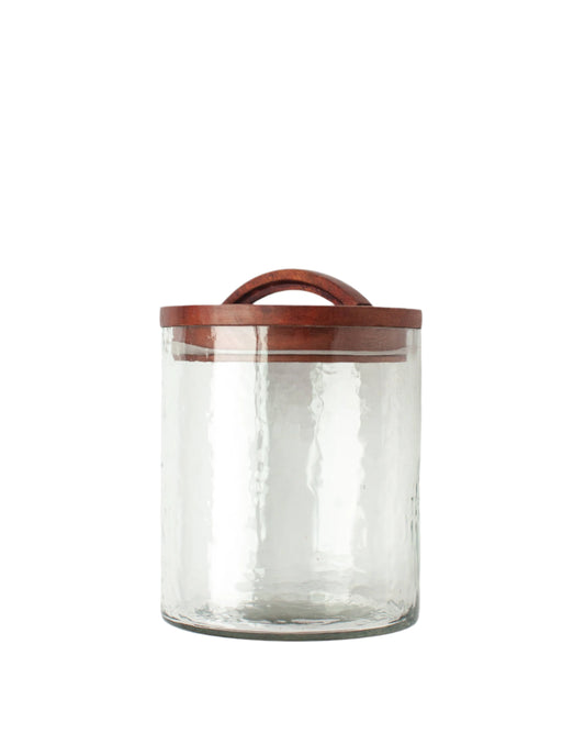 Handblown Hammered Glass Canisters: Small / Clear