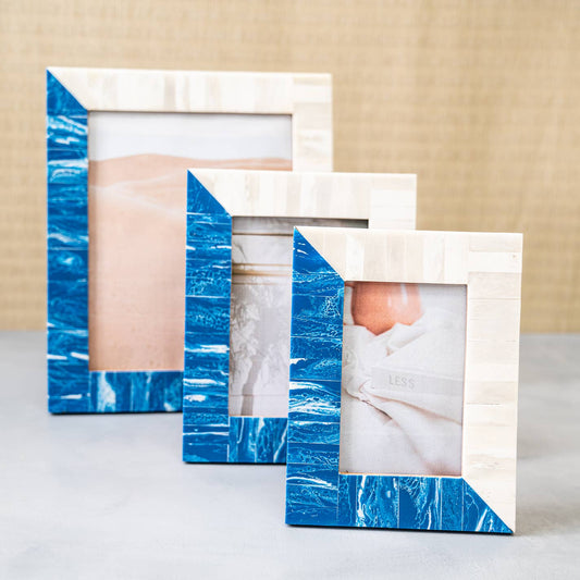 Blue & White 4x6 Photo Frame