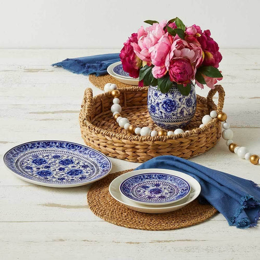 Indigo Bloom Ceramic Platter