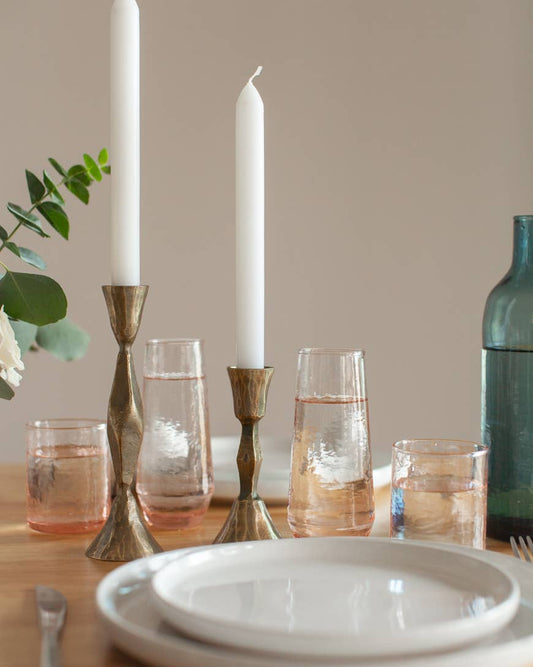 Handblown Hammered Champagne Flute Blush