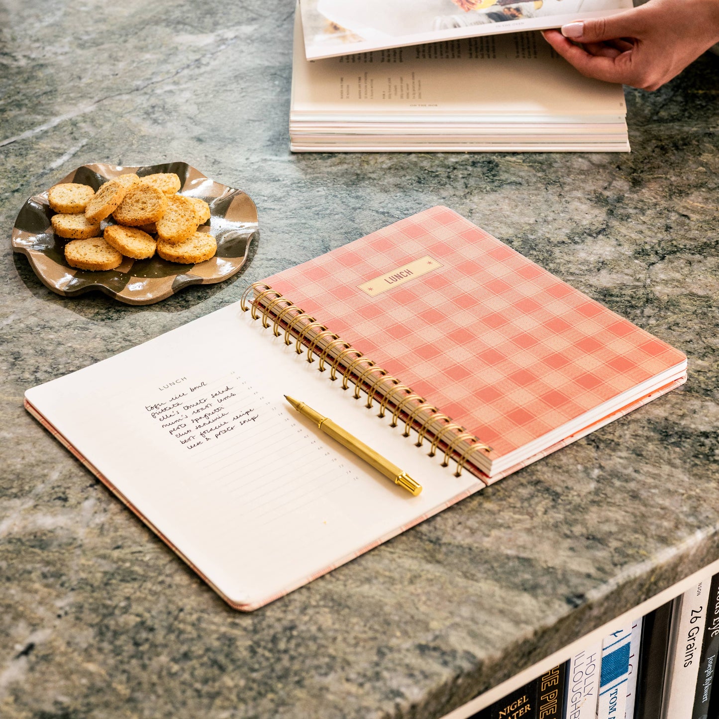 Lobster Gingham Hardcover Spiral Recipe Journal