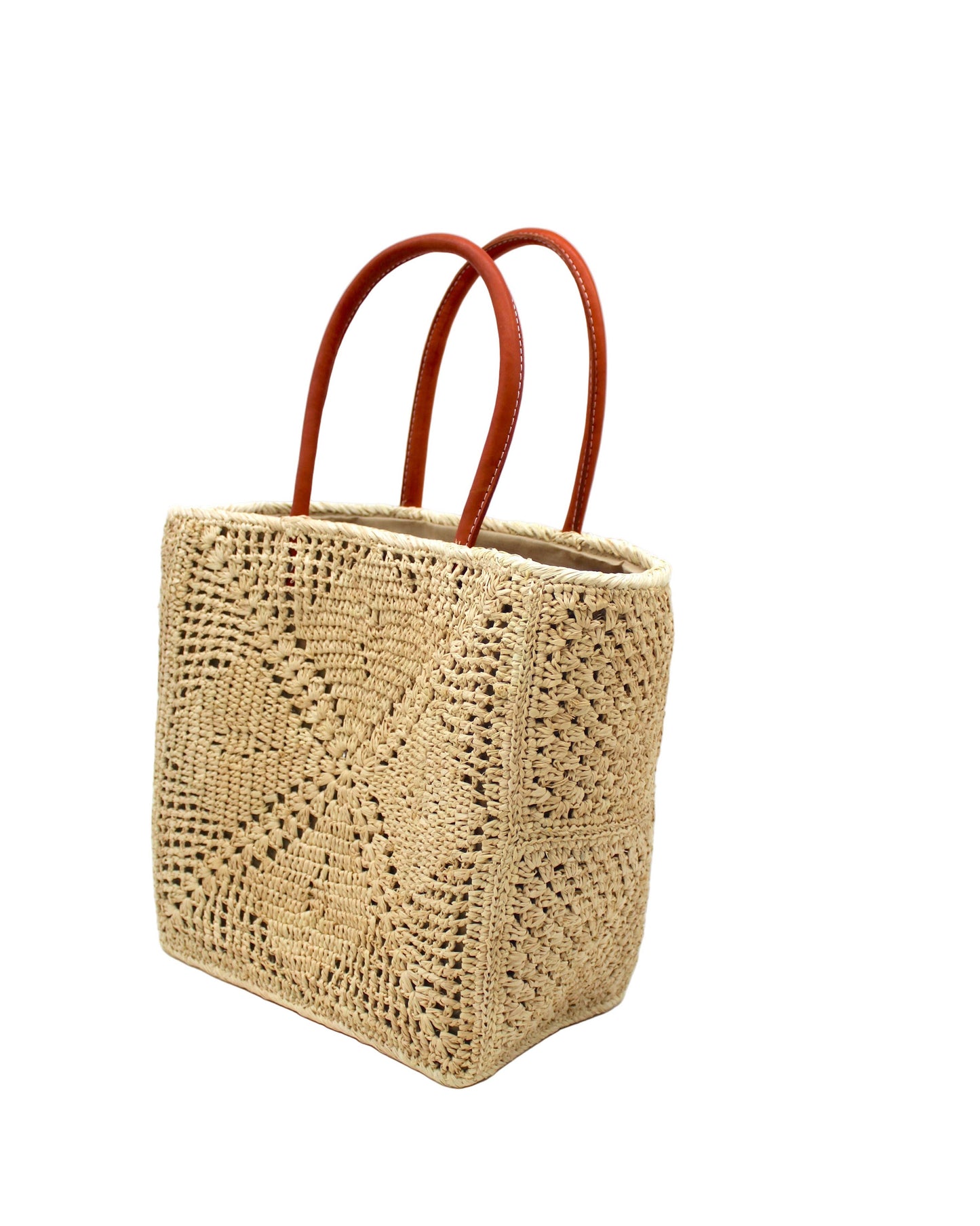 Cheval Lace Pattern Crochet Basket Bag