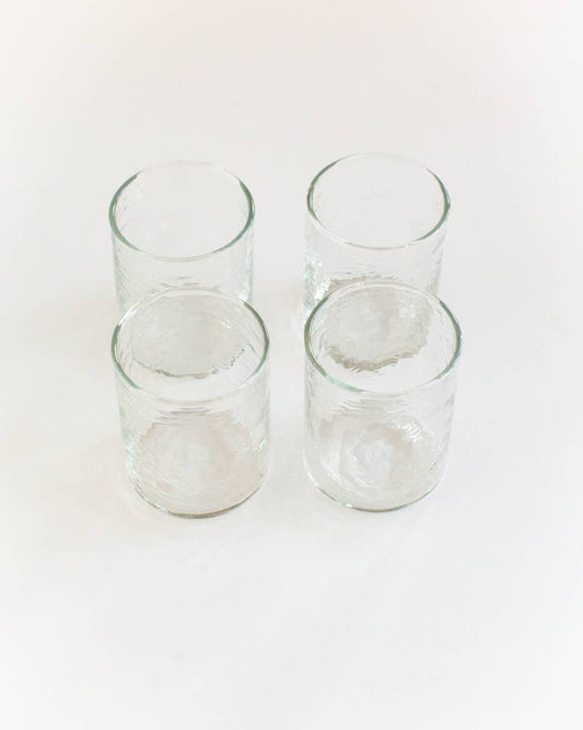 Handblown Hammered Glasses Clear